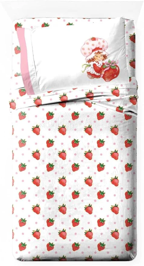 Trusted Jay Franco Kids Sheet Set with Fitted Flat Sheets amp Pillow Cover – Ultra-Soft Bedding with Pillowcase for Room Decor White – Strawberry Shortcake 3 Piece Twin