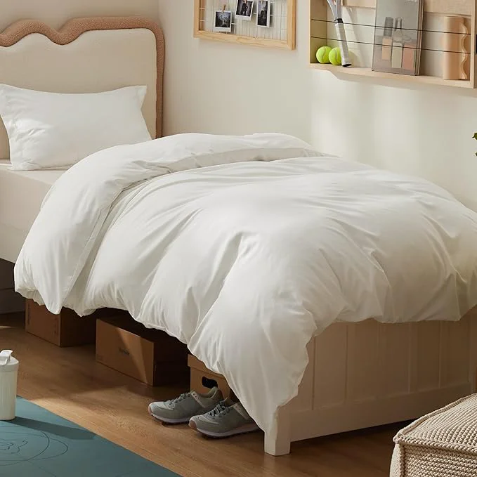 Bedsure Duvet Cover Twin Twin XL Size – Soft Double Brushed Bedding Set for Kids amp Adults Zipper Closure 2 Pieces Includes 1 Duvet Cover 68 quot x90 quot amp 1 Pillow Sham NO Comforter Cream White Convenient