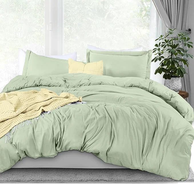 Sophisticated Utopia Bedding Duvet Cover King Size – 3 Piece with Zipper Closure – 1 Comforter Cover 104X90 Inches amp 2 Pillow Shams 20X36 Inches Sage Comforter Not Included Solid