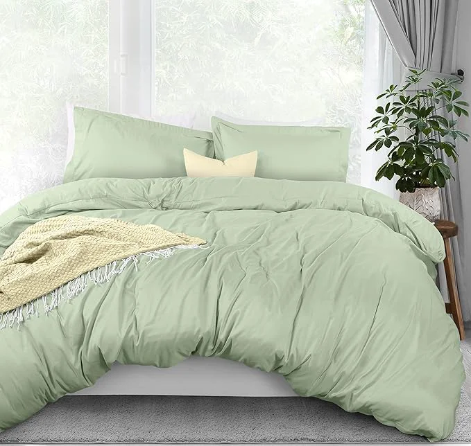 Powerful Utopia Bedding Duvet Cover Full Size – 3 Piece with Zipper Closure – 1 Comforter Cover 80X90 Inches amp 2 Pillow Shams 20X26 Inches Sage Comforter Not Included Luxury