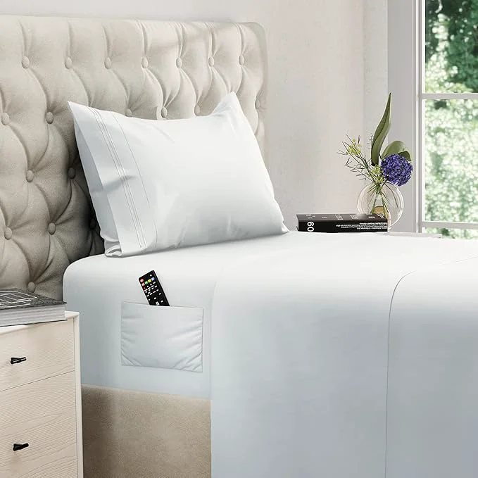 Quality DREAMCARE Twin XL Sheet Sets – 3pcs Cooling Sheets – up to 21 Extra Deep Pocket Twin XL Sheets Set – Hotel Luxury Sheets amp Pillowcases – Superior Softness Fine Microfiber with Side Pocket –White Exceptional