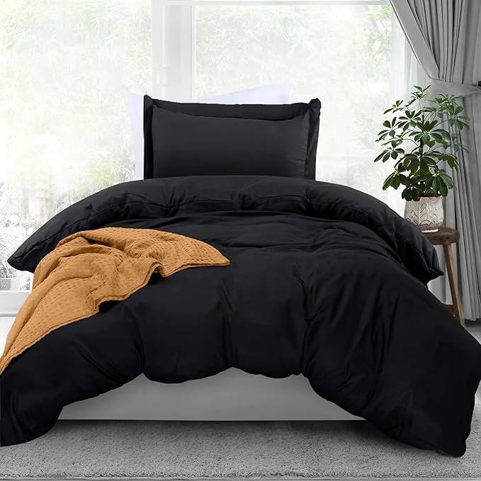 Proven Utopia Bedding Duvet Cover Twin Size – 2 Piece with Zipper Closure – 1 Comforter Cover 68X90 Inches amp 1 Pillow Sham 20X26 Inches Black Comforter Not Included Top-Quality