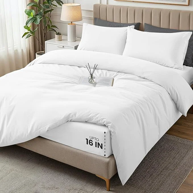 Consistent Utopia Bedding Duvet Cover Queen with Fitted Sheet 60×80 – 2 Pillow Case Standard – All Season Luxury Bed in a Bag with Zippered Duvet Cover – No Comforter White Powerful