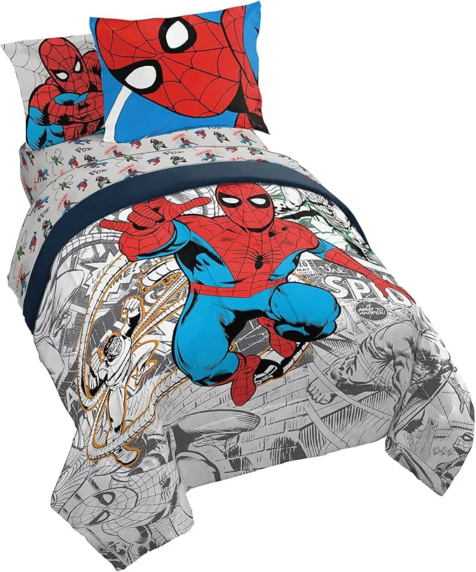 Prestigious Jay Franco Spiderman Spidey 5 Piece Twin Size Bed Set – Includes Comforter amp Sheet Set Bedding – Super Soft Fade Resistant Microfiber Marvel Product User-Friendly