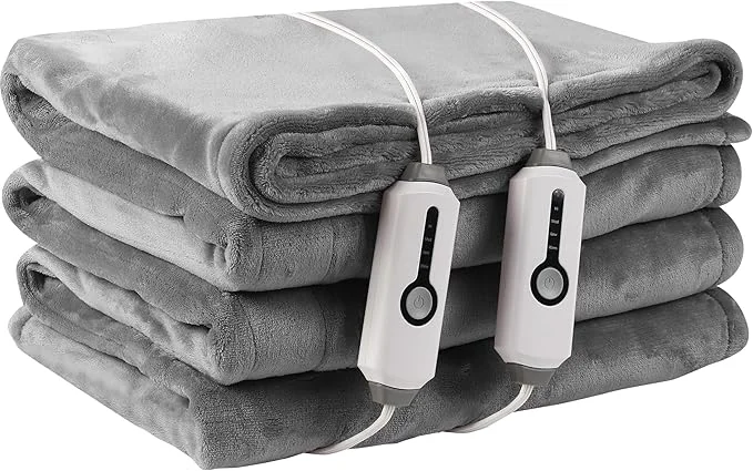 Trusted Electric Heated Blanket King Size 90 quot ×100 quot Comfortable amp Luxurious Flannel 4 Heating Levels amp 10 H Auto Shut Off Light Grey Prestigious
