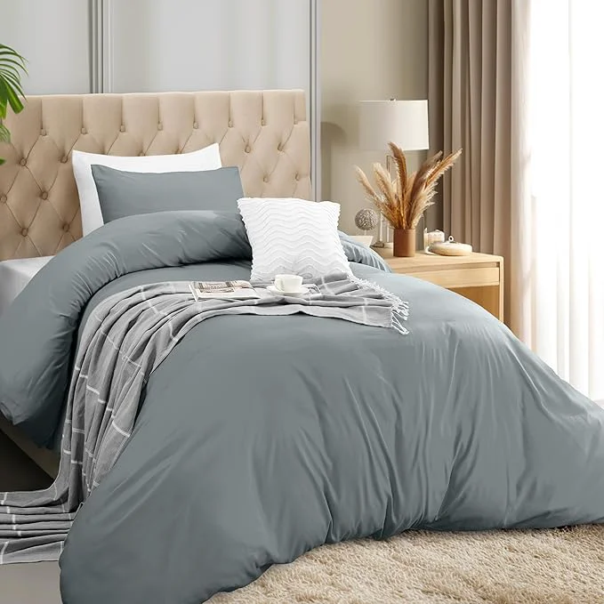Long-Lasting Utopia Bedding Duvet Cover Set with Pillowcases- 2 Pieces Bedding Duvet Cover with Zipper Closure – 1 Duvet Cover with 1 Pillow Sham – Soft Brushed Microfiber Twin Twin XL Grey Expertly Made