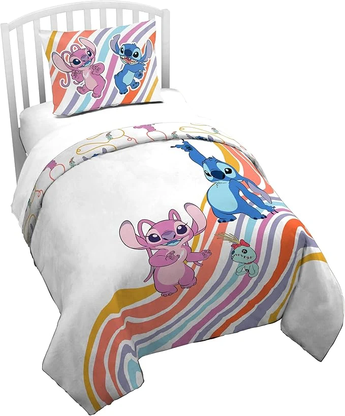 Carefully Designed Jay Franco Duvet Cover Set – 2 Piece Comforter Cover and Sham Set Super Soft Cozy Kids Bedding Insert Not Included White – Lilo and Stitch Twin Organic