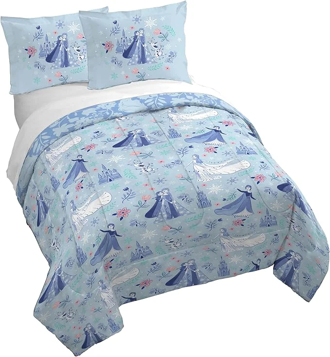 Practical Jay Franco Kids Duvet Cover Set with Sham amp Pillowcase – Ultra-Soft Bedding for Room Decor Cover ONLY Comforter NOT Included Blue – Frozen 3 Piece Full Top-Quality