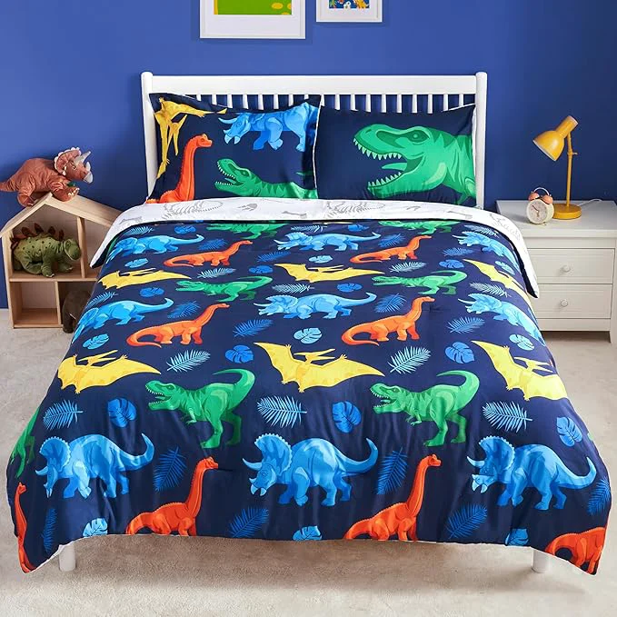 Fine Joiedomi Kid Twin Comforter Set 5 Piece Dinosaur Bedding Set for Boys Girls Super Soft Microfiber Bed in a Bag with Comforter Sheets Pillowcase Sham Expertly Made