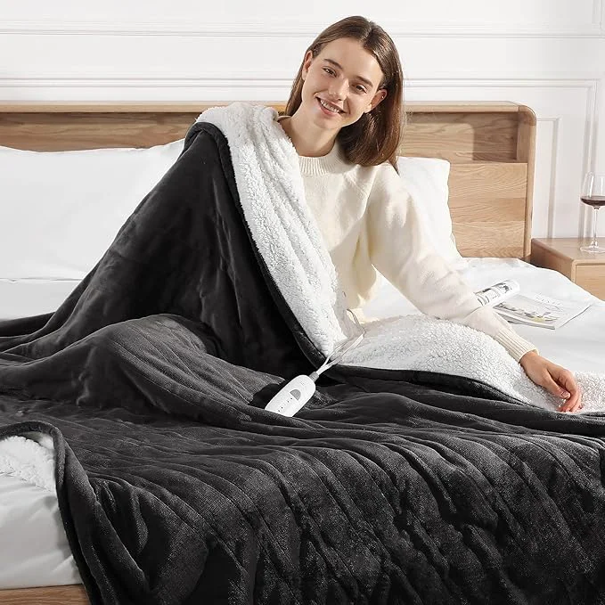 Detailed Heated Throw Heating Blanket 50 39 39 X60 39 39 – Electric Throw Soft Plush Sherpa with 5 Heating Level amp 4 Hour Auto Off ETL amp Overheat Protection Warm Gifts for Grandma Charcoal Gray Specialty
