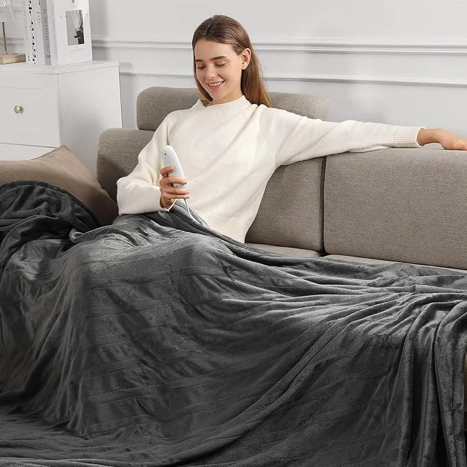 Durable Heated Blanket Full Electric Blanket 72X84in – Fast Heating Blanket for Adults Ultra Soft Flannel Blankets with 5 Heat Levels amp 10 Hrs Timer Machine Washable Bed Warm Blanket for Winter Dark Gray Fine Crafted