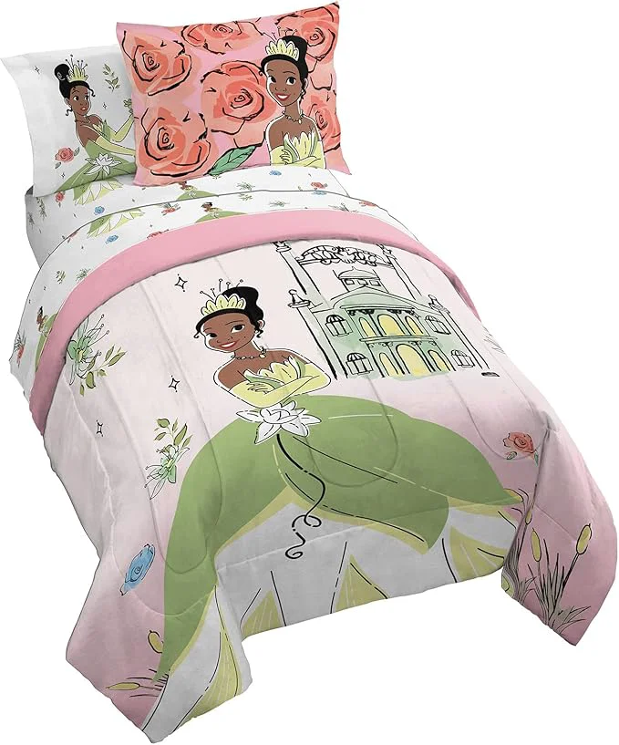 Quality Jay Franco The Princess and The Frog Beauty amp Grace 5 Piece Twin Size Bed Set – Includes Comforter amp Sheet Set Featuring Tiana – Super Soft Bedding Fade Resistant Microfiber Product Recyclable