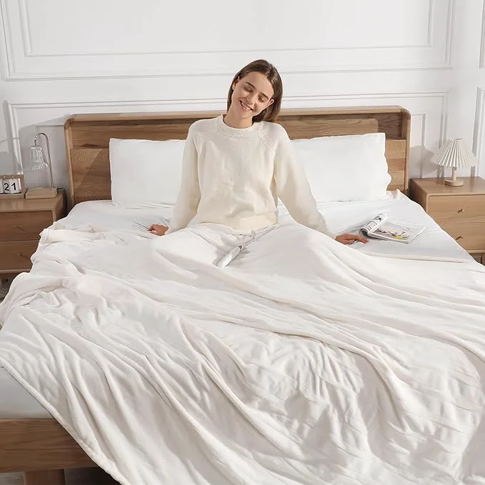 Outstanding Heated Blanket King Size Electric Blanket 100 39 39 X90 39 39 – Fast Heating Blanket Ultra Soft Flannel Dual Controllers with 5 Heat Levels amp 10 Hrs Timer Machine Washable King Heated Blanket White Reliable