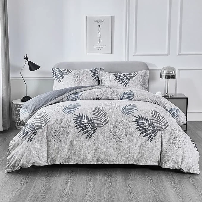 Easy-to-Use OAITE Duvet Cover Set Cotton Comforter Cover with Leaf Pattern Duvet Cover Set Soft Bedding Set Includes with 3 Piece 2 Pillow Shams 1 Duvet Cover Professional