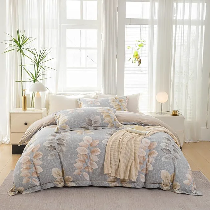 Fine Crafted OAITE Duvet Cover Set Twin Size Floral Pattern 500 Thread Count Ultra Soft Cotton Duvet Cover Sets 3-PC Breathable Duvet Cover with Zipper Closure amp Corner Ties Proven