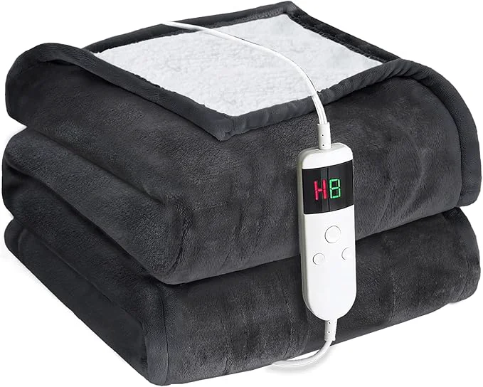 Advanced Electric Heated Blanket Throw Size 50 39 39 x60 39 39 -Control Heating Blanket Soft amp Warm Flannel 10-Level Temperature Control 8 Hours Auto Off Rapid Heating amp Overheat Protection Solid