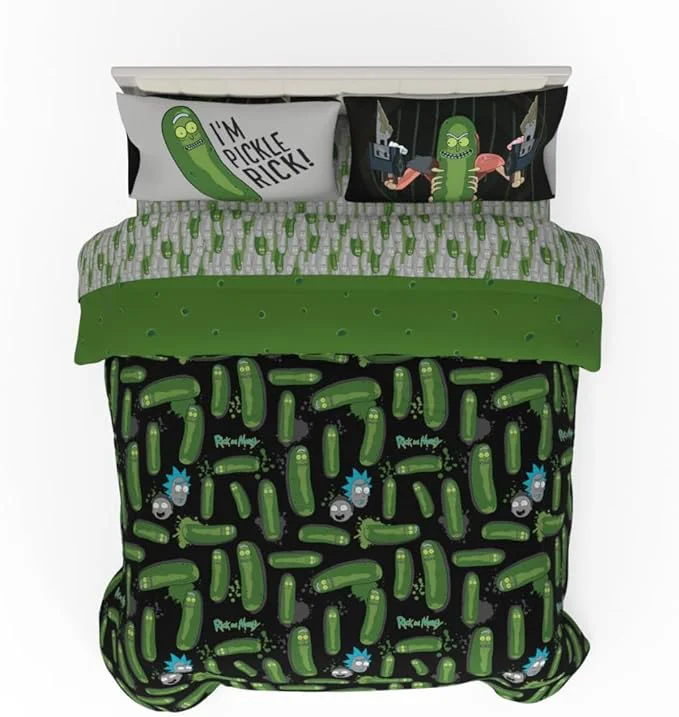 Casual Rick amp Morty Bedding 7 Piece Super Soft Cozy Reversible Comforter and Sheet Set with Sham Queen ly Licensed Product By Franco Natural
