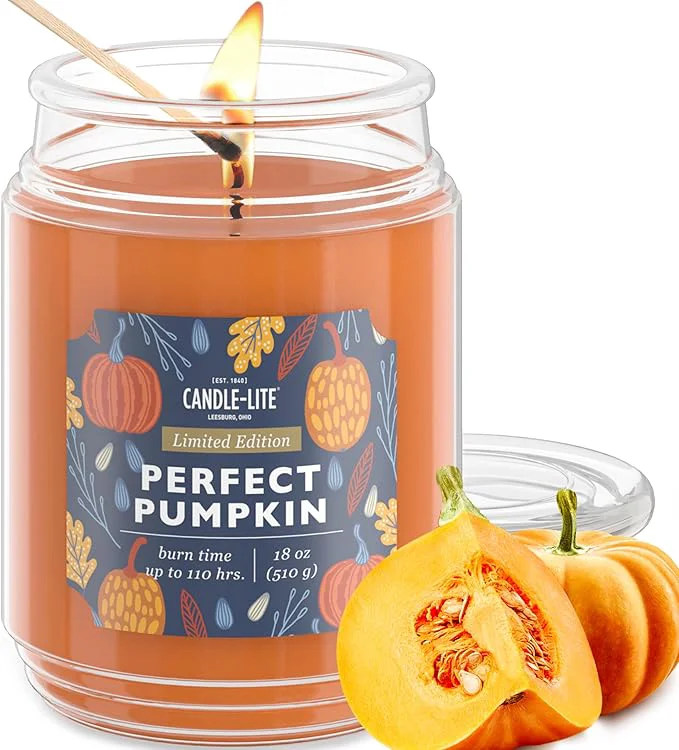 Superior Candle-lite Halloween Scented Candles Pumpkin 18 oz Jar Proudly Long-Lasting