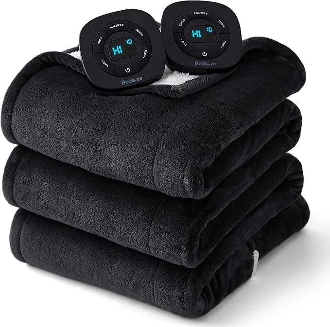 High-Grade Bedsure Electric Blanket Queen Size – Dual Control Heated Blanket Queen Fast Heating with 10 Time Settings amp 10 Heat Settings Warm Gift for Grandma 84×90 inches Black High-Performance