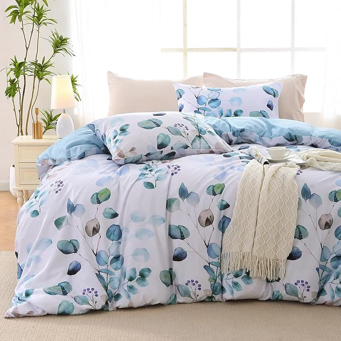 User-Friendly MUXHOMO Duvet Cover King Size Reversible Floral Blue Duvet Cover Set with Zipper Closure 3 Pieces Botanical Patterns Soft Microfiber Bedding Set 90 quot x104 quot 2 Pillow Cases 20 quot ×36 quot Verified