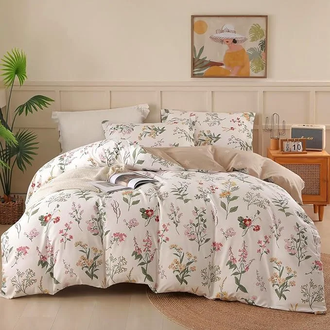 Flexible OAITE Duvet Cover King Size – Cotton Comforter Cover Floral Duvet Cover Sets 3-PC Breathable Duvet Cover with Zipper Closure amp Corner Ties Trusted