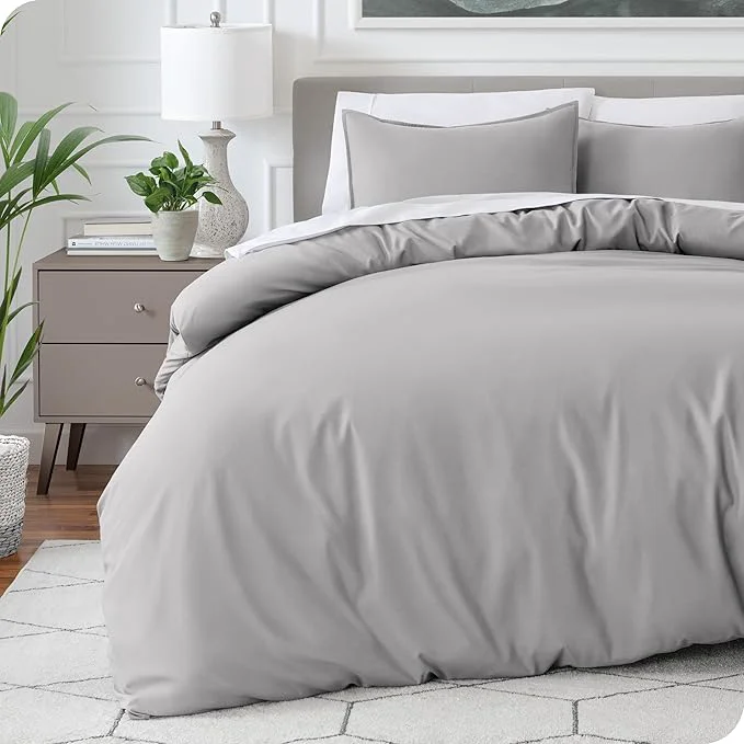 Pure Bare Home Bedding Duvet Cover Twin Twin Extra Long Size – Premium 1800 Super Soft – Lightweight Cooling Duvet Cover – Soft Breathable Bedding Twin Twin XL Light Grey Versatile