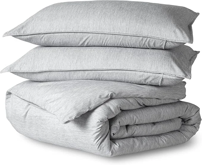 Detailed Bare Home Bedding Duvet Cover Queen Size – Premium 1800 Super Soft Collection – Lightweight Duvet Cover – Soft Textured Bedding Queen Heathered Pewter Reusable