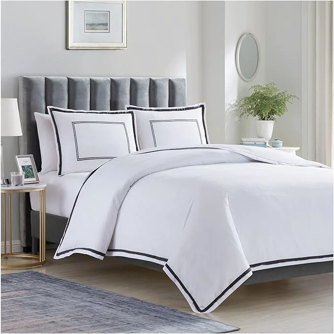 Elite Mellanni Duvet Cover Set – 3 PC Iconic Collection Bedding Set – Hotel Luxury Extra Soft amp Cooling – Microfiber – Button Closure and Corner Ties Queen Hotel Gray Comfortable