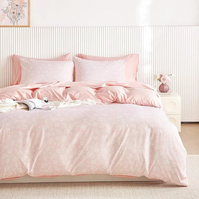 Top-Quality Wake In Cloud – Coquette Duvet Cover Set Floral Cottagecore Flower Shabby Chic Cute Aesthetic Soft Lightweight Bedding for Women Teen Girls 3-Piece Light Pink Twin Twin XL Size First-Class