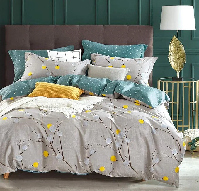 Unique SLEEPBELLA Duvet Cover Set 600 Thread Count Cotton Bedding Set Twin Grey Branch First-Class