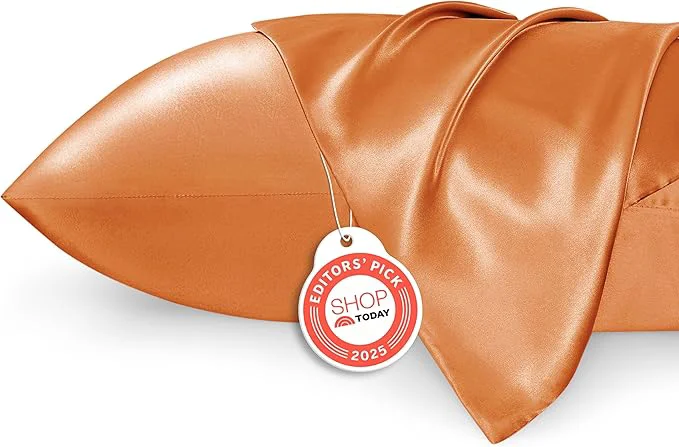 Versatile Bedsure Satin Pillowcases Similar to Silk Pillow Cases Queen Size Set of 2 Pillow Case for Sleeping Women with Envelope Closure Gifts for Women Men Orange 20×30 Inches 2pcs User-Friendly