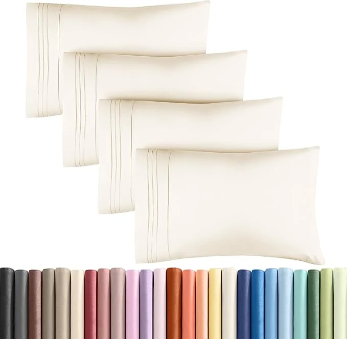 King Pillow Cases Set of 4 – Ultra Soft Hotel Quality Pillowcase Covers – Comfy Cozy amp Wrinkle – Shrinkage Stain amp Fade Resistant – Machine Washable Pillow Protectors – 4 Piece Set – Off White Fine Crafted