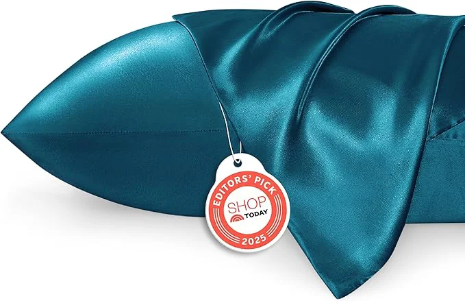 Excellent Bedsure Satin Pillowcase 2 Pack Similar to Silk Pillow Cases Standard Size Pillow Case for Sleeping Women with Envelope Closure Gifts for Women Men Teal 20×26 Inches 2pcs Relaxed