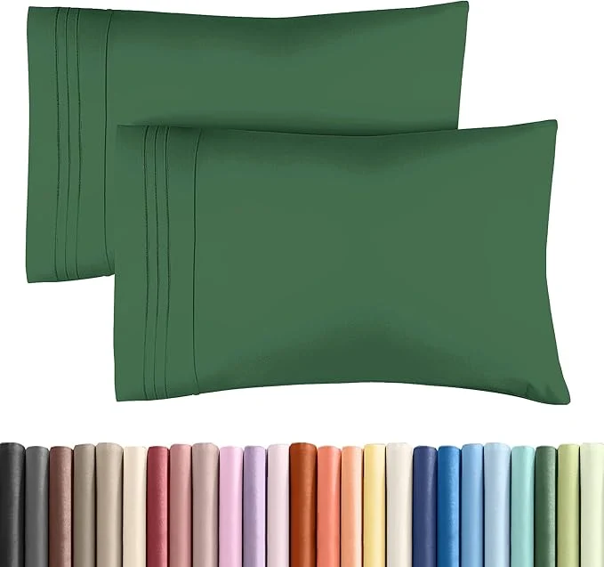 Queen Pillow Cases Set of 2 – Ultra Soft Hotel Quality Pillowcase Covers – Comfy Cozy amp Wrinkle – Shrinkage and Fade Resistant – Machine Washable Pillow Protectors – 2 Piece Set – Emerald Green Natural