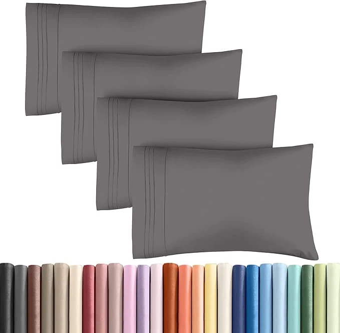 Casual Queen Pillow Cases Set of 4 – Ultra Soft Hotel Quality Pillowcase Covers – Comfy Cozy amp Wrinkle – Shrinkage Stain amp Fade Resistant – Machine Washable Pillow Protectors – 4 Piece Set – Dark Grey Trusted