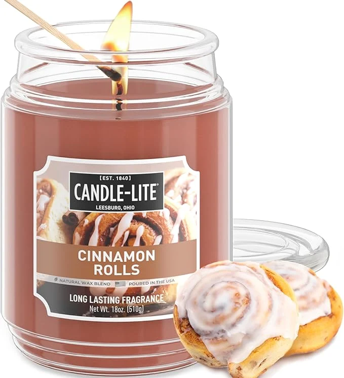 Minimalist Candle-lite Fall Scented Candles Cinnamon Rolls 18 oz Jar Proudly Poured in Long-Lasting