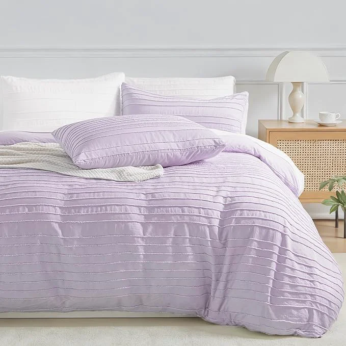 Fine NEXHOME PRO Duvet Cover Full 3 Pieces Boho Tufted Duvet Cover Set Soft and Lightweight Washed Microfiber Comforter Cover Set for All Season Lavender 80 x 90 -No Comforter Authentic