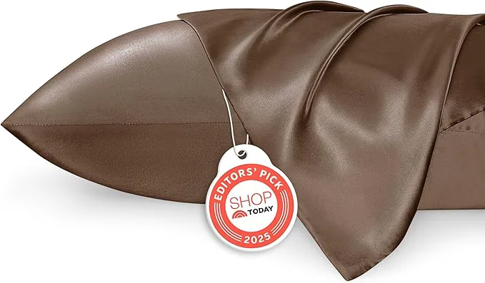 Exclusive Bedsure King Size Satin Pillowcase Set of 2 – Brown Pillow Cases for Hair and Skin with Envelope Closure Similar to Silk Pillow Cases Gifts for Women Men 20×36 Inches 2pcs Easy-to-Use