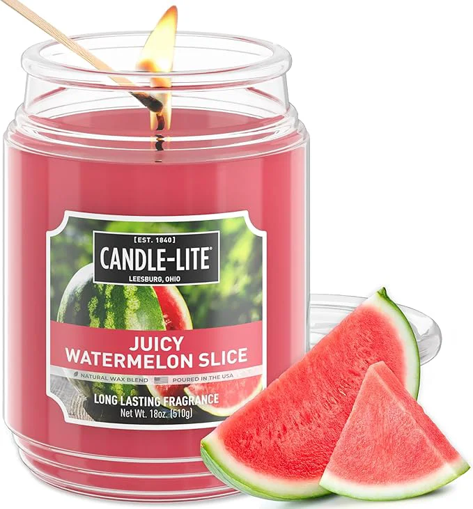 Artisan Candle-lite Scented Candles Juicy Watermelon Slice 18 oz Jar Proudly Poured First-Class