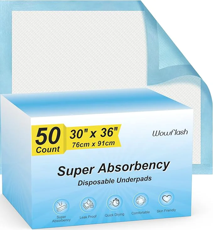 Expertly Made Super Absorbency Disposable Leakproof Underpads with Quick Drying for Baby Adults Puppy Dog Bed Pee Pads Extra Large XXL Incontinence Pads 30 x 36 50 Count Prestigious