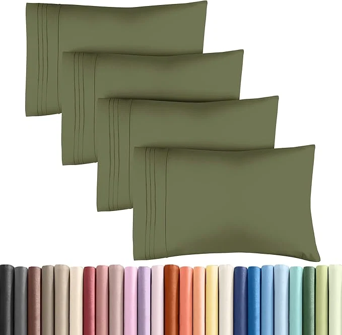 Smart Queen Pillow Cases Set of 4 – Ultra Soft Hotel Quality Pillowcase Covers – Comfy Cozy amp Wrinkle – Shrink Stain amp Fade Resistant – Machine Washable Pillow Protectors – 4 Piece Set – Sage Green Artisan