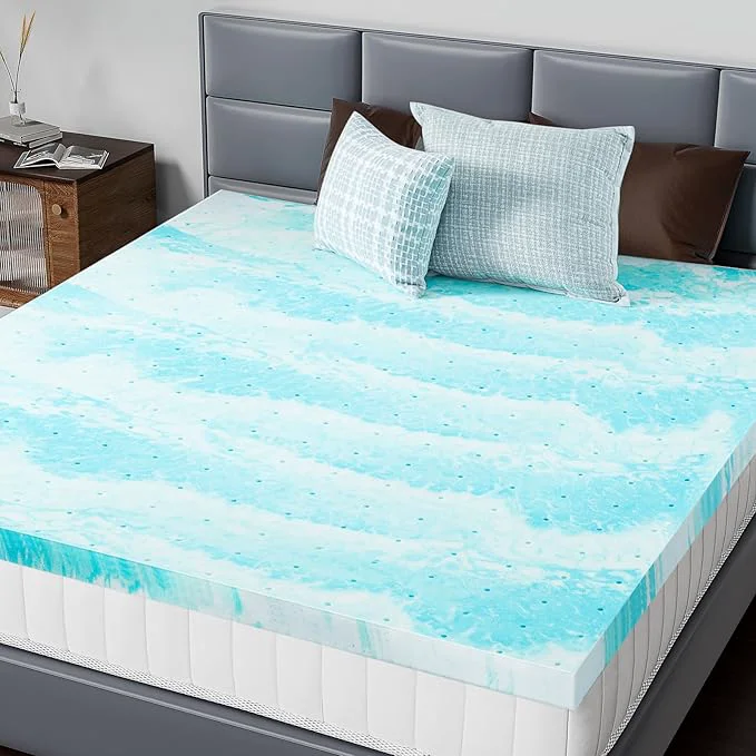 Verified DUMOS Mattress Toppers Memory Foam King Size 3 Inch Thick Bed Topper Pad Cooling Gel Infused Soft Comfy Padding Breathable for Sleeper Sofa Couch RV Camper CertiPUR-US Blue Comfortable