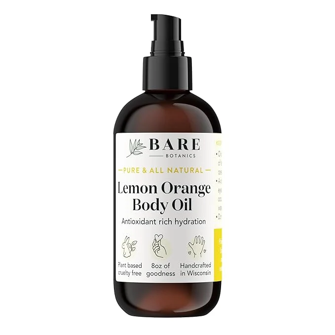 Certified BARE BOTANICS 8 oz Moisturizing Lemon Orange Body Oil Effective