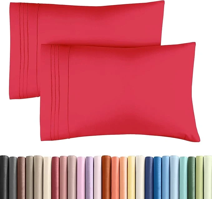 Unique Queen Pillow Cases Set of 2 – Ultra Soft Hotel Quality Pillowcase Covers – Comfy Cozy Cooling amp Wrinkle – Shrink Stain amp Fade Resistant – Machine Washable Pillow Protectors – 2 Piece Set – Red Fast