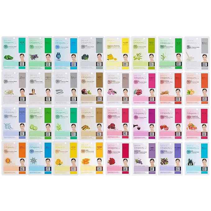 Classic DERMAL A B Korea Collagen Essence Full Face Facial Mask Sheet 32 Full Color SET Superior