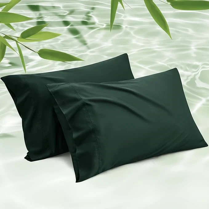 Unique Bedsure King Size Pillow Cases Set of 2 Cooling Pillow Cases Rayon Derived from Bamboo Forest Green Pillowcases PureWoven Silky Soft Bedding Pillow Covers with Envelope Closure 20×36 Inches Advanced