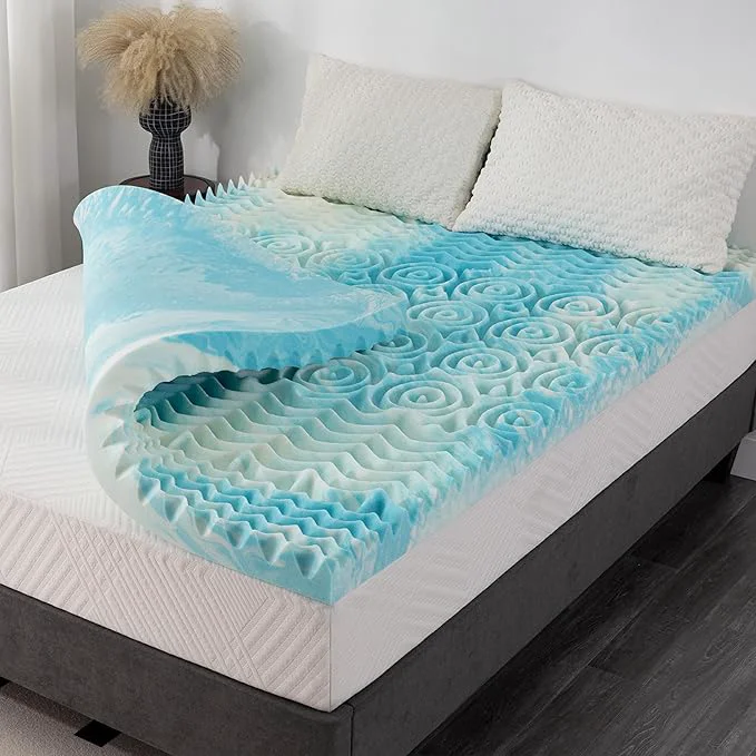Verified 3 Inch 5-Zone Queen Memory Foam Mattress Topper Gel Infused Foam Mattress Topper for Pressure Relief CertiPUR-US Queen Bed Topper Blue 60 quot ×80 quot Authentic