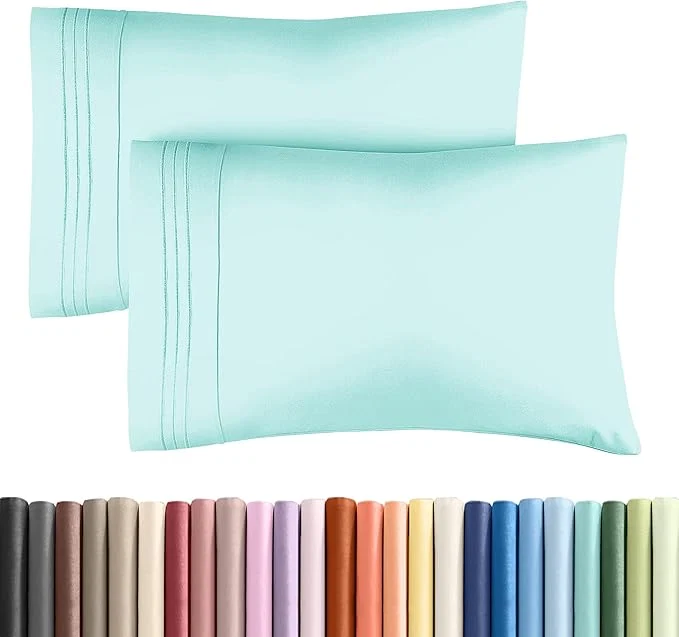 Professional Standard Pillow Cases Set of 2 – Ultra-Soft Hotel Quality Pillowcase Covers – Comfy amp Wrinkle – Stain amp Fade Resistant – Machine Washable Pillow Protectors – 2 Piece Set – Standard Size Spa Blue Organic
