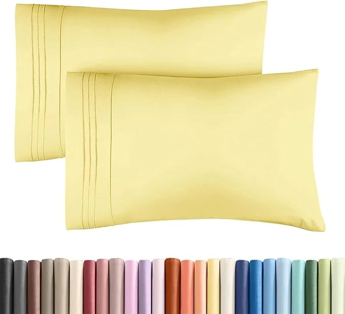 High-Quality Standard Pillow Cases Set of 2 – Ultra-Soft Hotel Quality Pillowcase Covers – Comfy amp Wrinkle – Stain and Fade Resistant – Machine Washable Pillow Protectors – 2 Piece Set – Standard Yellow Minimalist