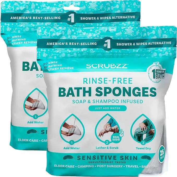 Genuine Scrubzz Disposable No Rinse Bathing Wipes User-Friendly
